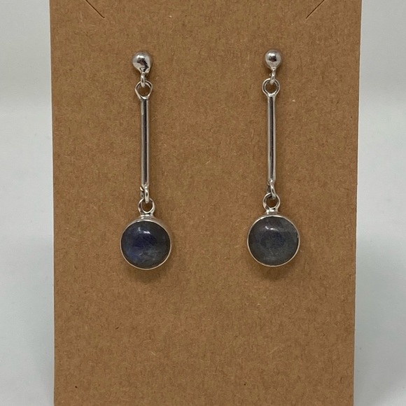 Sterling Silver and Labradorite Drop Earrings - Picture 4 of 5